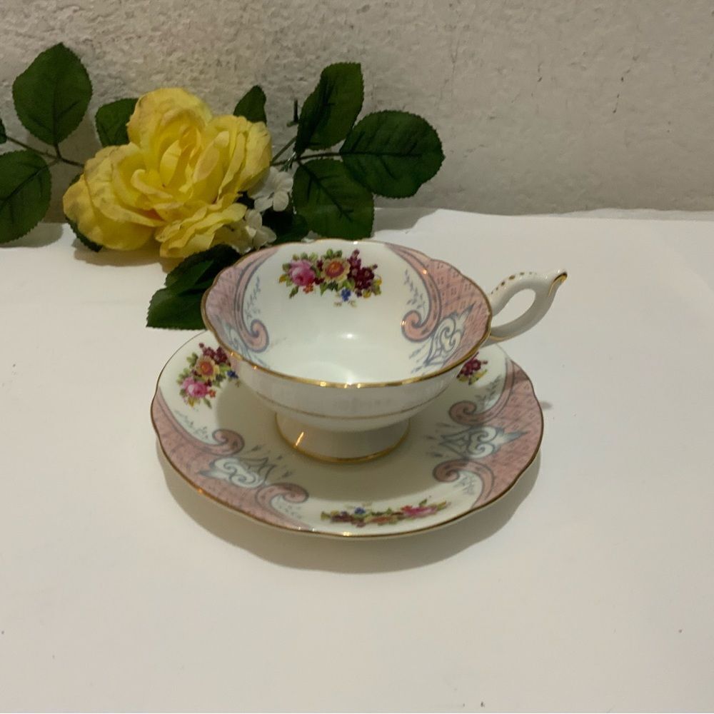 Vintage Mini Coalport Teacup and Saucer floral Bone China Made in England G7